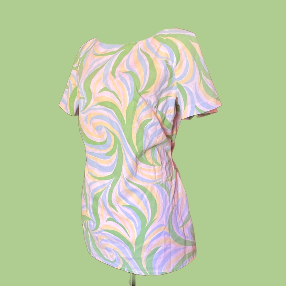 Vintage 60s 70s Homemade Psychedelic Print Tunic Top Sz M / L - Picture 3 of 12